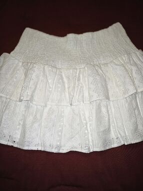 Choosy Women's White Eyelet Tiered Mini Skirt 12